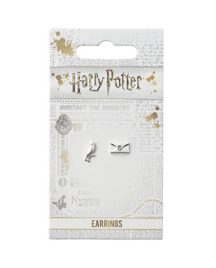 Boucles d'oreilles Harry Potter Hedwige et lettre