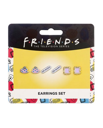 Lot Boucles d'oreilles Friends tasse logo et cadre