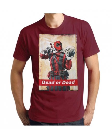 Tee-Shirt Deadpool Dead or Dead bordeaux