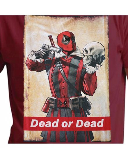Tee-Shirt Deadpool Dead or Dead bordeaux