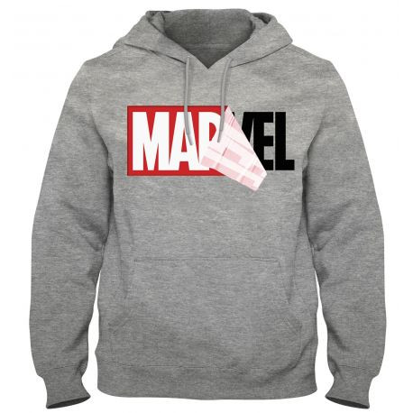 Sweat MARVEL Gris à capuche Logo Mania