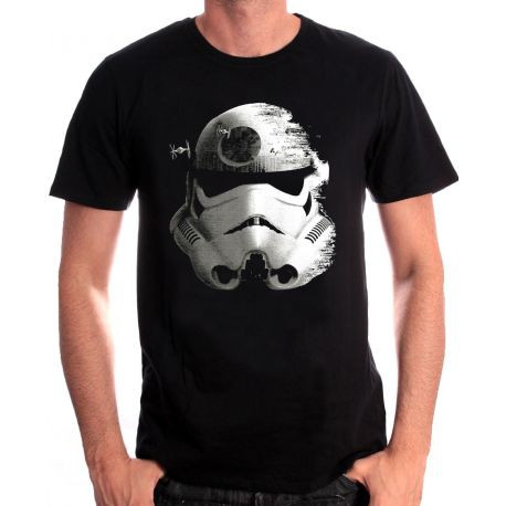 Tee-Shirt Noir Stormtrooper And Death Shelmet Star Wars