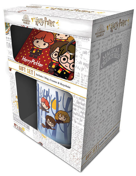 Set Harry Potter Mug sous verre et porte-clés Chibi