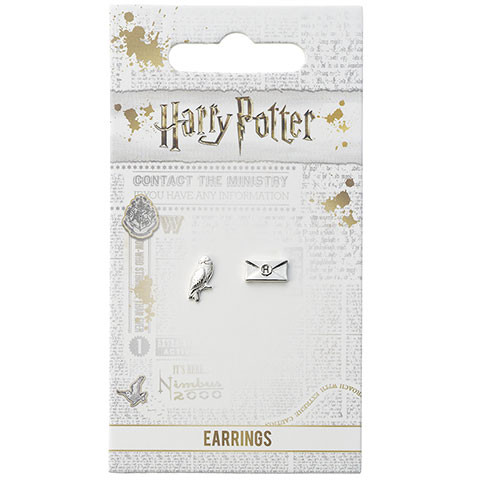 Boucles d'oreilles Harry Potter Hedwige et lettre