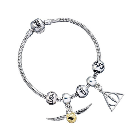 Bracelet Harry Potter Charms Reliques de la mort vif d'or et 3 sorts