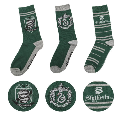 Lot 3 paires de chaussettes Serpentard Harry Potter