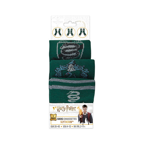 Lot 3 paires de chaussettes Serpentard Harry Potter