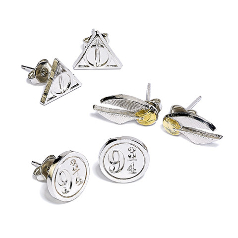 Lot Boucles d'oreilles Harry Potter Reliques de la mort Vif d'or et Quai 9 3/4