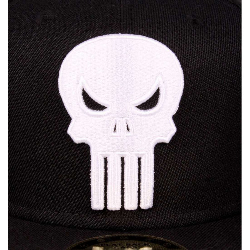 Casquette Noire Snapback Logo Blanc Punisher