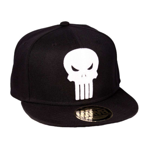 Casquette Noire Snapback Logo Blanc Punisher