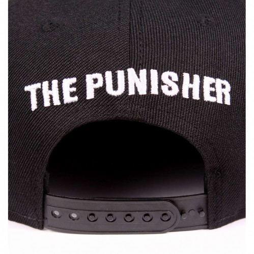 Casquette Noire Snapback Logo Blanc Punisher