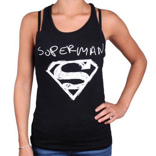 Débardeur Femme Noir Grunge Superman