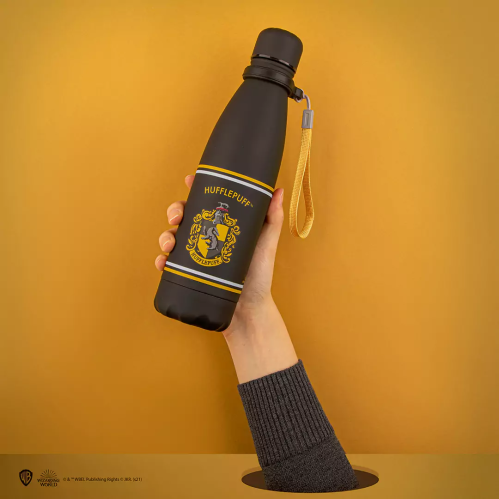 Gourde isotherme métal Harry Potter noire Poufsouffle Blason