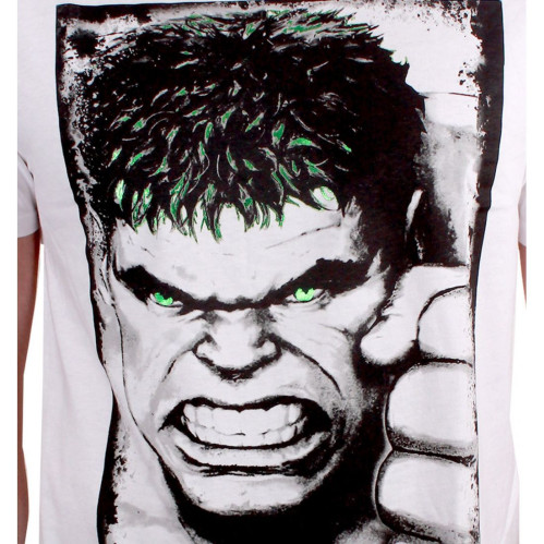 Tee-Shirt Blanc Hulk Eyes Rayon Gamma Marvel