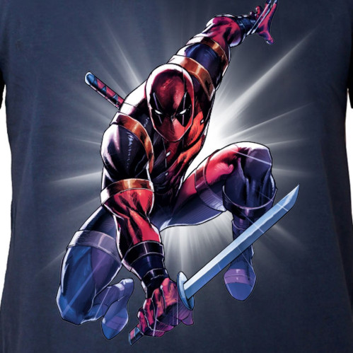 Tee-Shirt Bleu Attack Saber Deadpool