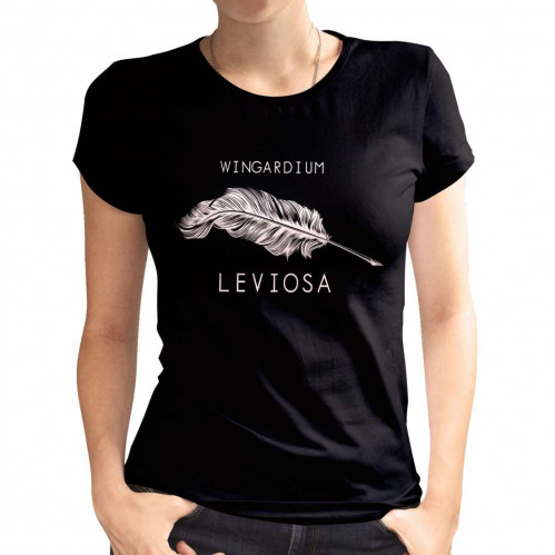 Tee-shirt Harry Potter Femme Noir Wingardium Leviosa