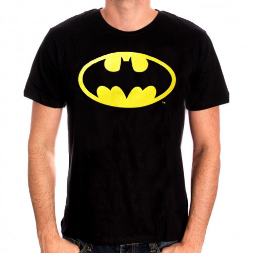 Tee Shirt Noir Logo Batman jaune classique