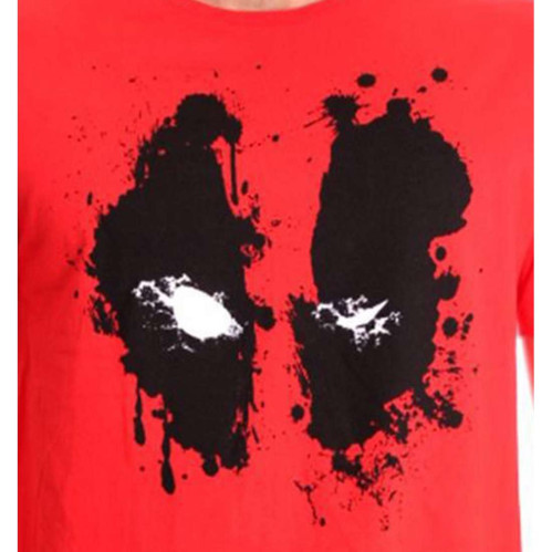 Tee-Shirt Rouge Deadpool Splash Head Marvel