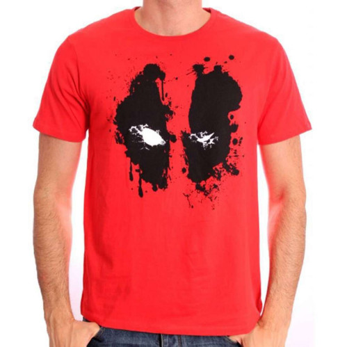 Tee-Shirt Rouge Deadpool Splash Head Marvel