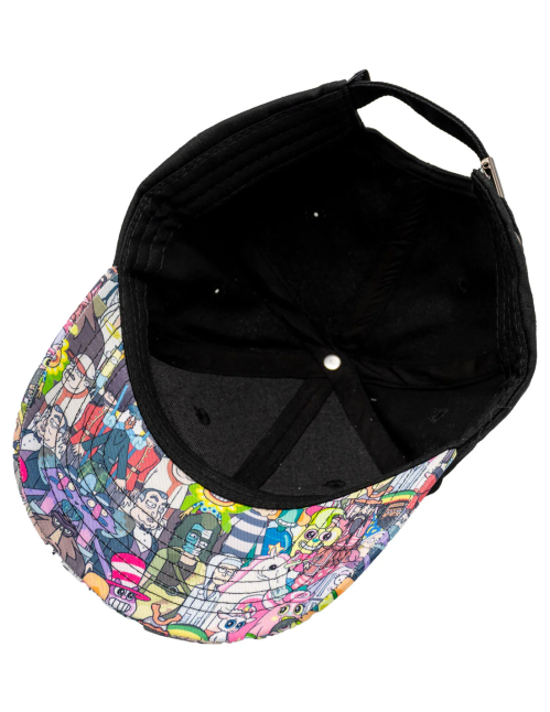 Casquette Rick et Morty noire logo visière multicolore