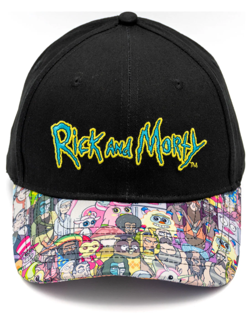 Casquette Rick et Morty noire logo visière multicolore