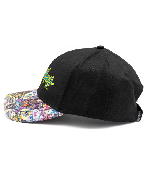 Casquette Rick et Morty noire logo visière multicolore