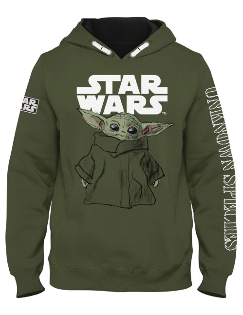 Sweat enfant Star Wars kaki Baby Yoda Mandalorian