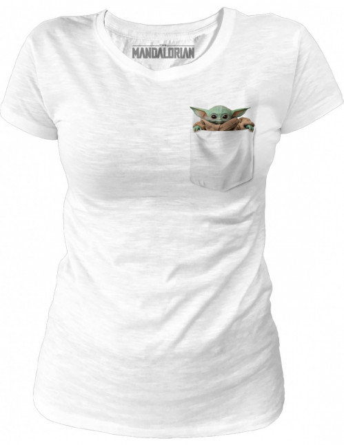  T-shirt Femme Star Wars The Mandalorian - Baby Yoda Pocket