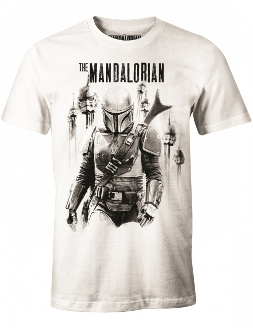 T-Shirt Star Wars The Mandalorian blanc