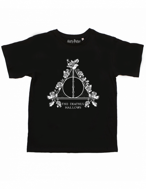 Tee-Shirt Harry Potter Femme Reliques de la mort fleuries