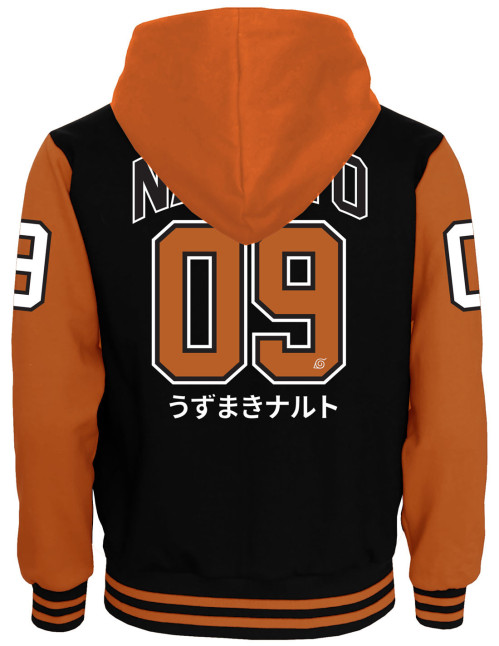 Veste Teddy Naruto noire et orange Varsity 09