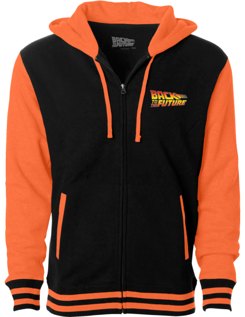 Veste Teddy Retour vers le futur Delorean orange et noire