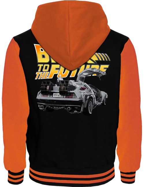 Veste Teddy Retour vers le futur Delorean orange et noire