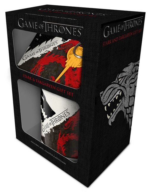 Set Game of Thrones Mug sous verre et porte-clés Stark & Targaryen