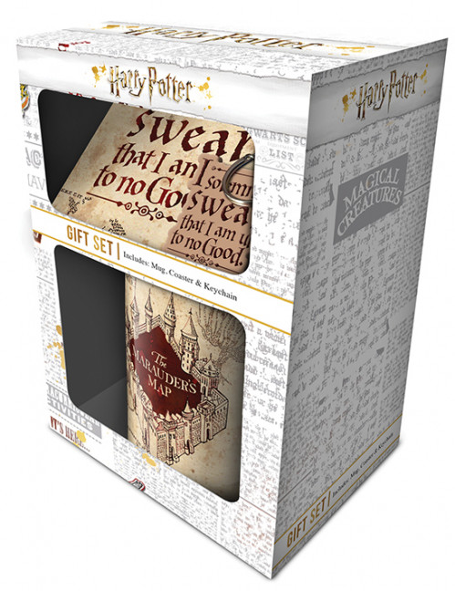 Set Harry Potter Mug sous verre et porte-clés Carte du Maraudeur