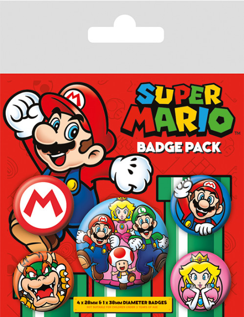 Pack de 5 badges Super Mario Nintendo