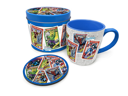 Tasse Sous verre et Boite Marvel Collectors Cards