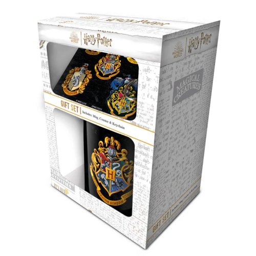 Set Harry Potter Mug sous verre et porte-clés Poudlard emblème