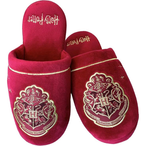 Chaussons femme Harry Potter bordeaux emblème Poudlard doré