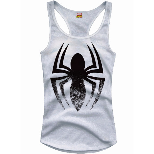 Débardeur Femme Blanc Logo Noir Spiderman