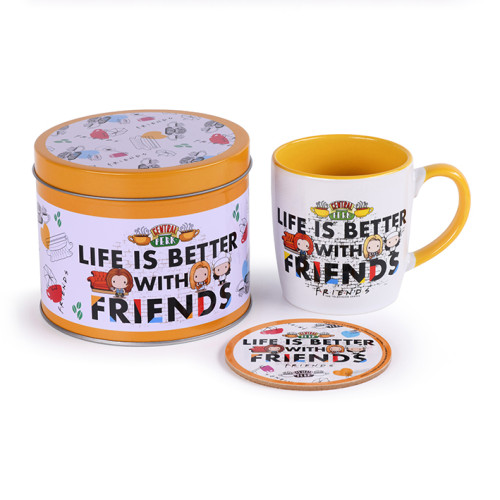 Tasse et dessous de verre LIFE IS BETTER WITH FRIENDS