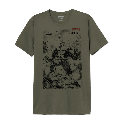 T-shirt MARVEL kaki Hulk Sketch