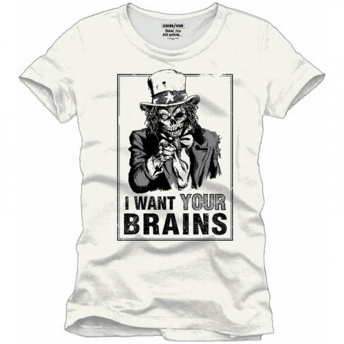 Tee-Shirt Blanc I Want Your Brains Geek