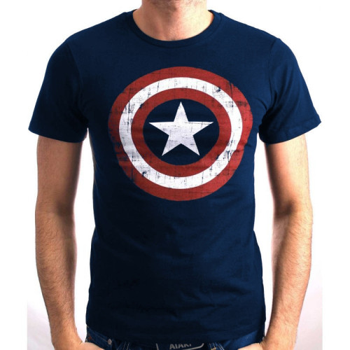 Tee-Shirt Bleu Marine Logo Shield Captain America