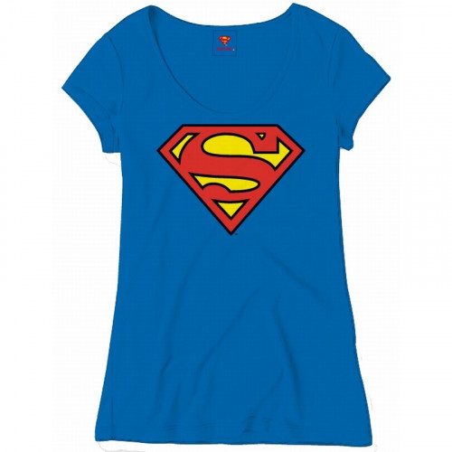 Tee-Shirt Femme Bleu Logo Superman