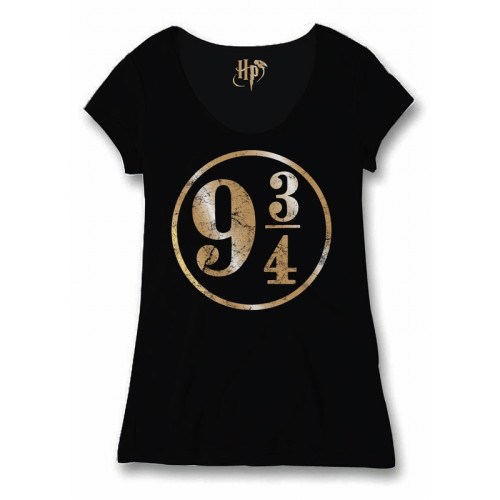 Tee-shirt Femme Noir 9 3/4 Harry Potter