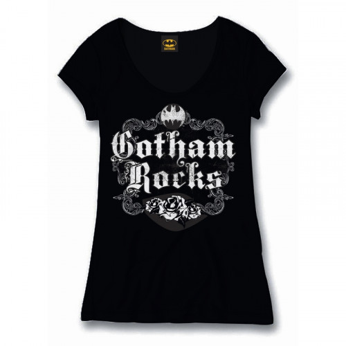 Tee Shirt Femme Noir Gotham Rocks Batman 