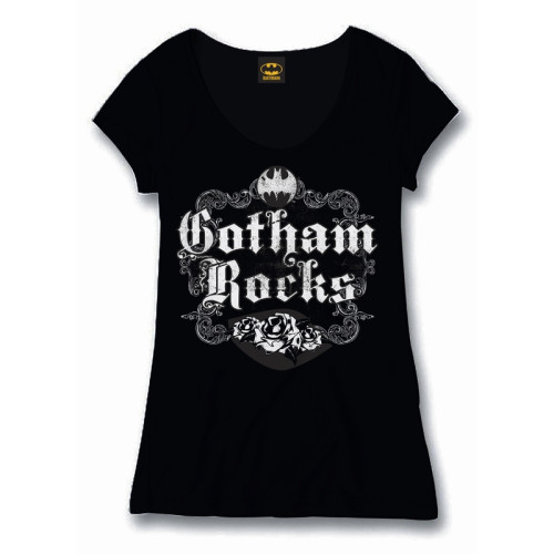 Tee Shirt Femme Noir Gotham Rocks Batman 