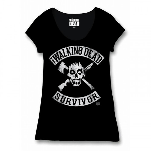 Tee-Shirt Femme Noir Survivor The Walking Dead