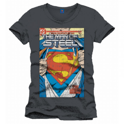 Tee-Shirt Gris Comics The Man of Steel Superman